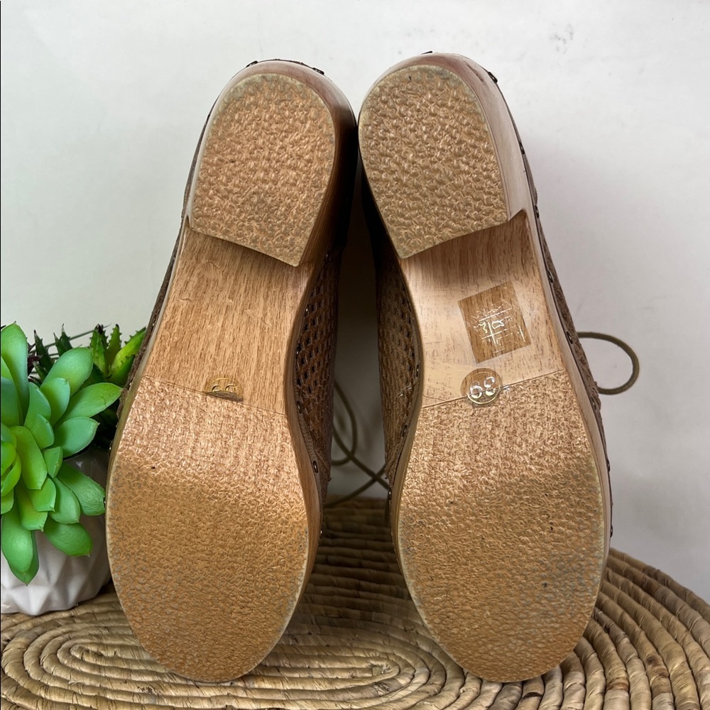 Antelope Brown Perforated Lace-Up Women's Boots Peep Toe 39 Anthropologie - Picture 9 of 10